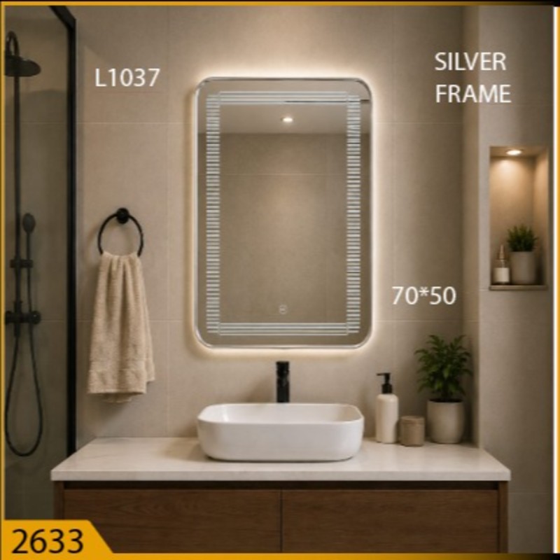 MIRROR LED 70*50 GOLD FRAME PORTRAIT (2633)